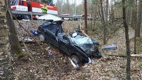 Řidič sjel na Písecku ze silnice a vlétl mezi stromy: Spolujezdec nehodu nepřežil.