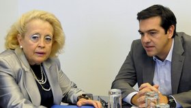 Šéfka nejvyššího soudu Vassiliki Thanou s Alexisem Tsiprasem