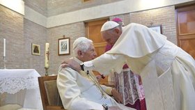 Pope Benedict appeared in public after a pause.  Together with Pope Francis, he was present at the appointment of new cardinals.