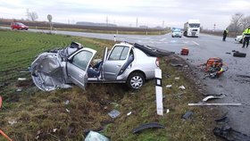 U Mikulova je kvůli nehodě dvou aut zavřena silnice I/52. Ilustrační foto.