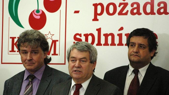 Vedení KSČM (Zleva Jiří Dolejš, Vojtěch Filip a Petr Šimůnek)