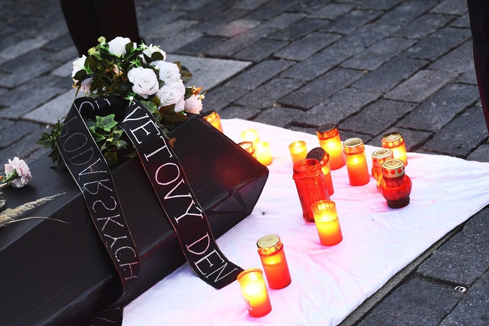 Vegani v Praze uctili památku „obětí zvířecího holokaustu“