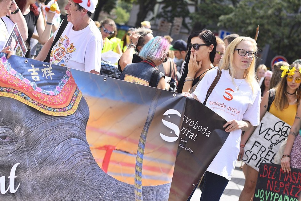 Stovky veganů z celého Česka se sešly na Václaváku. Demonstrativním průvodem bojovali za práva všech zvířat.