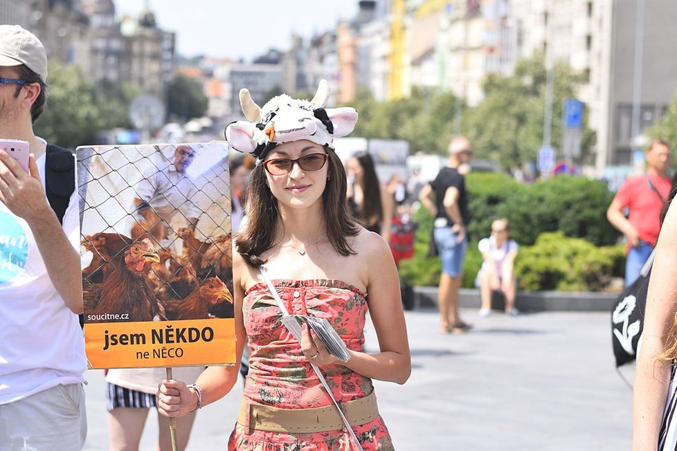 Stovky veganů z celého Česka se sešly na Václaváku. Demonstrativním průvodem bojovali za práva všech zvířat.