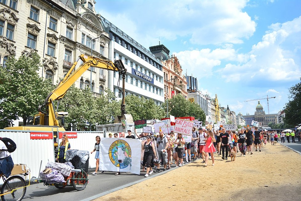 Stovky veganů z celého Česka se sešly na Václaváku. Demonstrativním průvodem bojovali za práva všech zvířat.