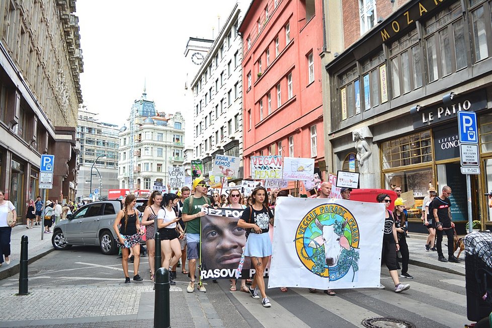 Stovky veganů z celého Česka se sešly na Václaváku. Demonstrativním průvodem bojovali za práva všech zvířat.