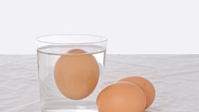 Připravte si mísu s vodou a vejce do ní ponořte. Čerstvé vejce má malou vzduchovou bublinu, takže po ponoření do vody klesne na dno. Starší (cca týden od snášky) se ve vodě vznáší a nejstarší (zhruba po třech týdnech od snášky) plave na hladině.