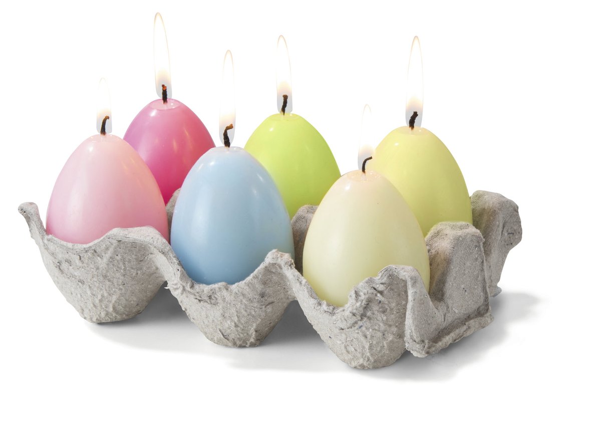 Svíčky ve tvaru vajíčka, 6 kusů, prodává KiK. 70 Kč