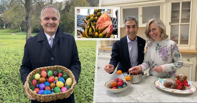 Politiker-Ostern: Pompons stricken und Streit um teure Eier.  Auch Botschafter pflegen Traditionen