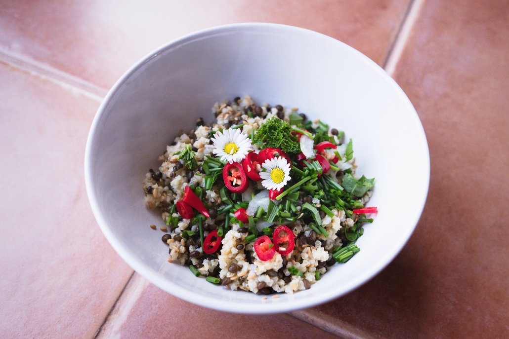 Květy sedmikrásek i fialek můžete přidávat do salátů třeba s quinoou.
