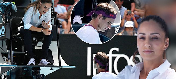 Krásná tenisová rozhodčí Marijana Veljovičová si od Rogera Federera do práce mluvit nenechala...