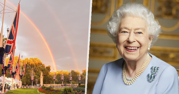 V předvečer pohřbu královny Alžběty II. se nad Buckinghamským palácem opět objevila duha.