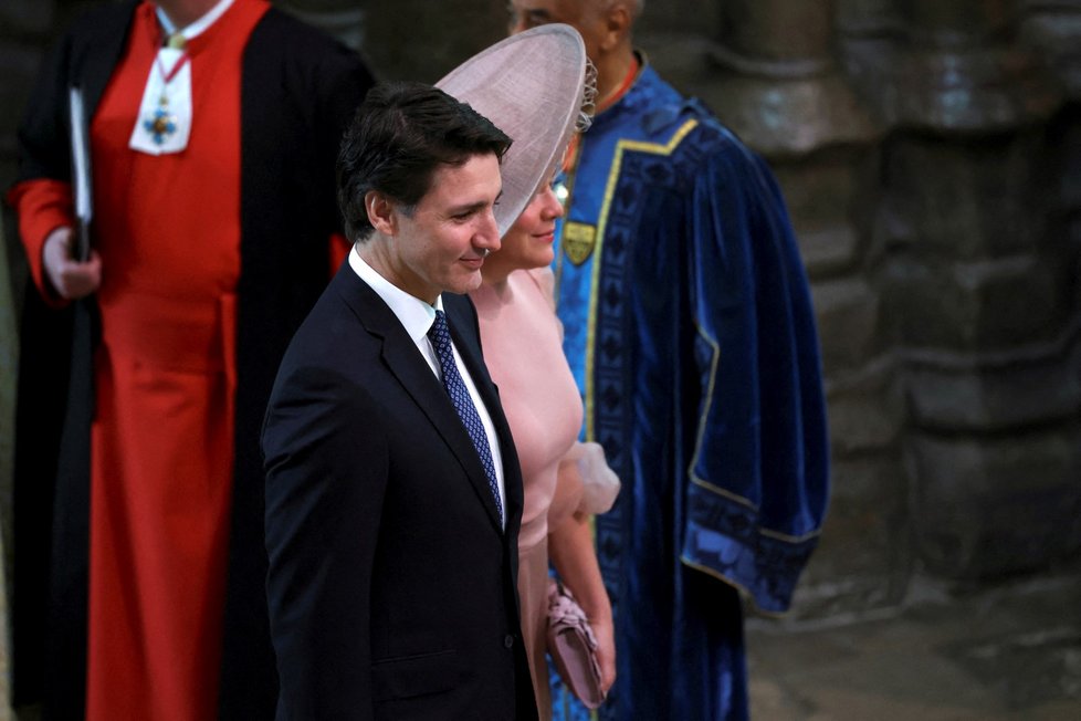 Korunovace Karla III. Kanadský premiér Justin Trudeau s manželkou. (6.5.2023)
