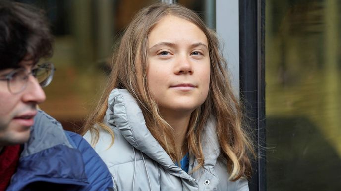 Greta Thunbergová na dalším protestu v Londýně. (19.10.2023)