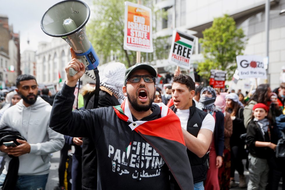 Demonstrace na podporu Palestinců v Londýně