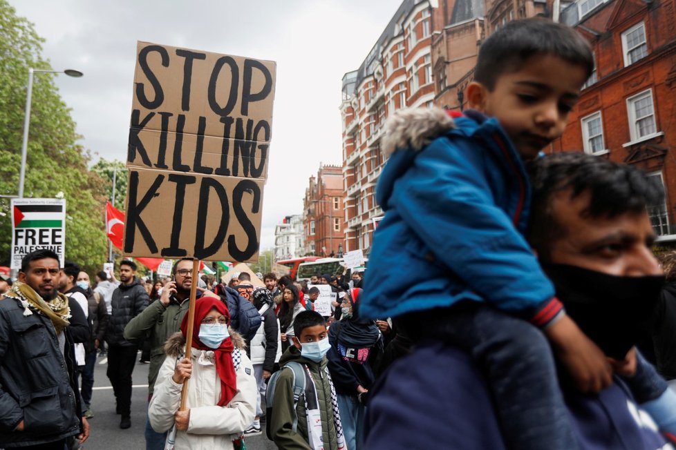 Demonstrace na podporu Palestinců v Londýně