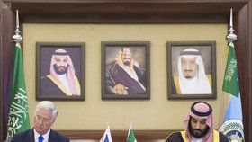 Korunní princ Mohamed bin Salmán jednal s ministrem obrany Fallonem v paláci v džiddě.