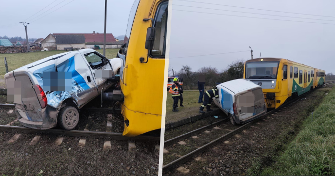 Srážka vlaku s autem u Velké Turné
