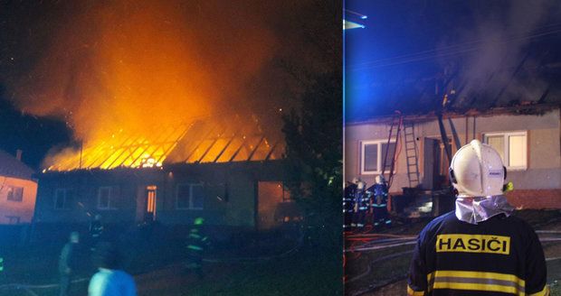 Požár rodinného domu na Zlínsku zapálil i sousední dům: 6 lidí včetně tří dětí v nemocnici