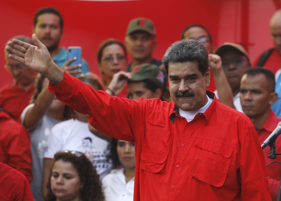 Ve Venezuele pokračují protesty proti vládě prezidenta Madura. Na snímku prezident Maduro na mítinku se svými podpůrci, (2.05.2019).