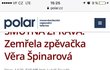 Televize Polar vydala zprávu o úmrtí nejen na svém internetu...