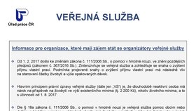 Leták pro organizace, které se rozhodnou zaměstnávat lidi pomocí veřejné služby, strana 1.