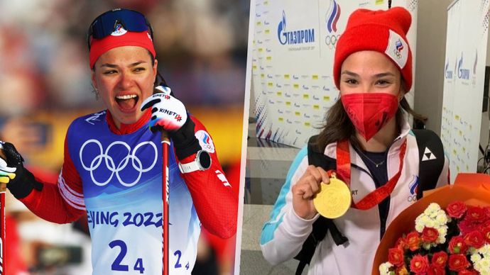 Ruská běžkyně na lyžích Veronika Stepanovová jela na posledním úseku zlaté ruské štafety.