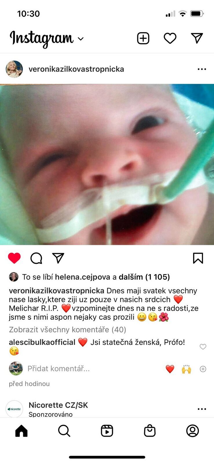 Veronika Žilková zveřejnila snímek svého synka Melichara, který zemřel v 8 měsících.