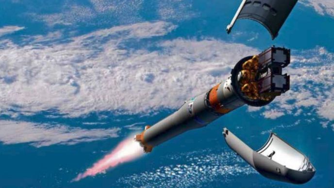 Vizualizace ESA ukazuje odhození ochranného štítu z nákladového modulu nosné rakety Ariane. Družicím se tak otevírá cesta k samostatné pouti na oběžnou dráhu. Část jejich elektroniky by mohly dodávat i české firmy. Vizualizace ESA ukazuje odhození ochranného štítu z nákladového modulu nosné rakety Ariane. Družicím se tak otevírá cesta k samostatné pouti na oběžnou dráhu. Část jejich elektroniky by mohly dodávat i české firmy.
