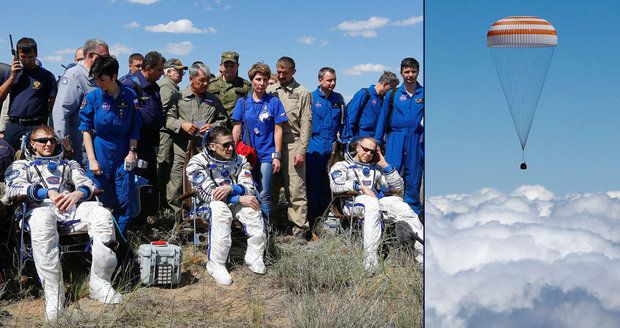 Trio astronautů se vrátilo z vesmíru na Zemi, cesta jim trvala tři hodiny