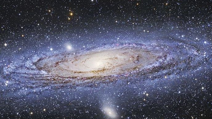 Galaxie v Andromedě, dvojče naší Mléčné dráhy, také rotuje kolem své osy jednou za miliardu let. 