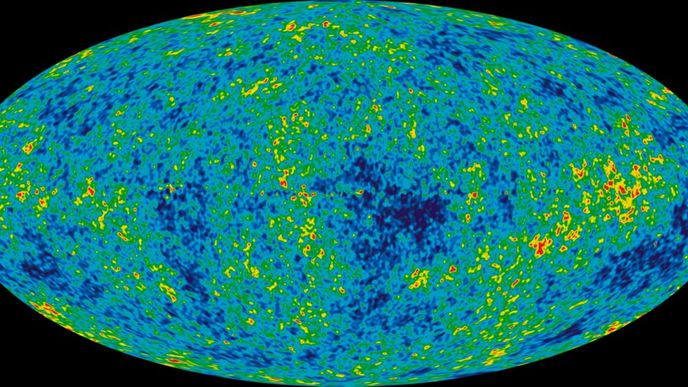 Snímek mikrovlnného záření pozadí vesmíru a zobrazení na základě několikaletého snímání