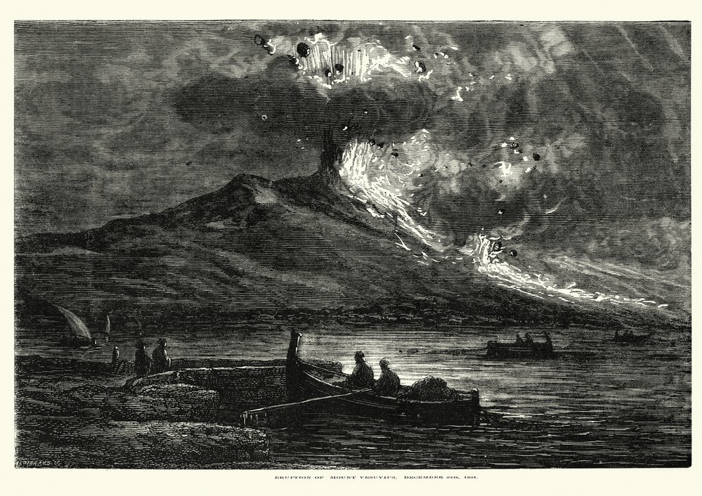 Ilustrace erupce Vesuvu z roku 1861