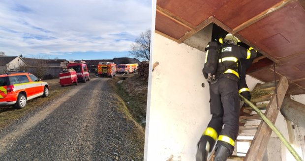 Muž z Větřkovic skončil vážně popálený poté, co mu vzplála stodola