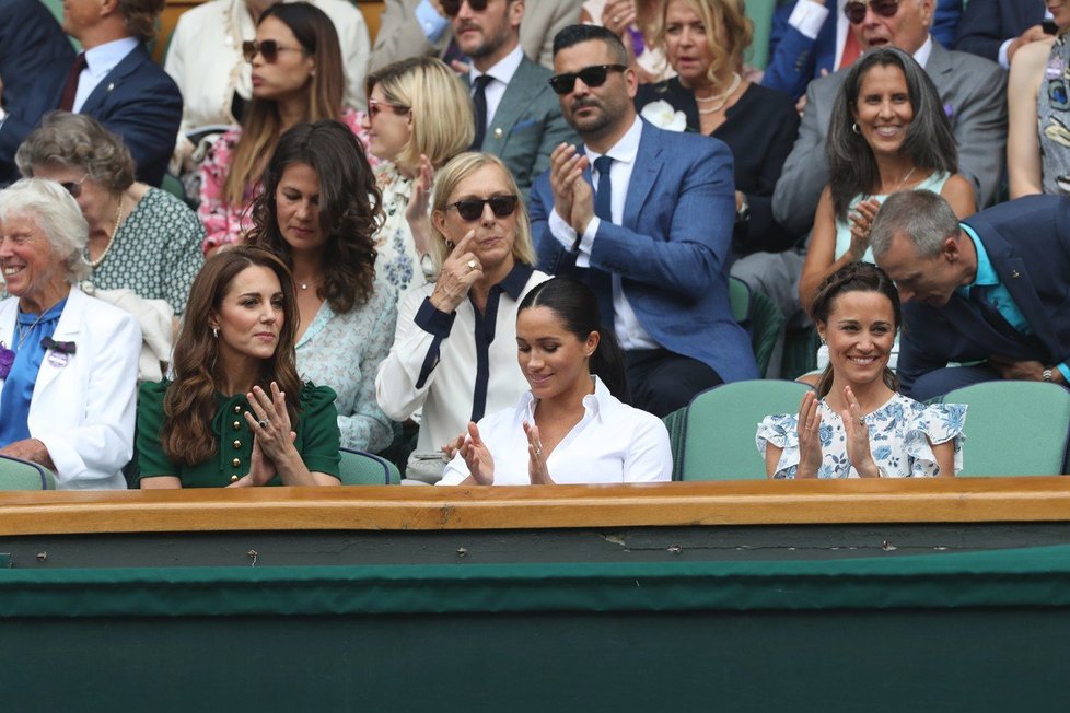 Vévodkyně Kate, vévodkyně Meghan a Pippa na Wimbledonu