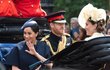 Vévodkyně Meghan, princ Harry a vévodkyně Kate na oslavách narozenin královny Alžběty