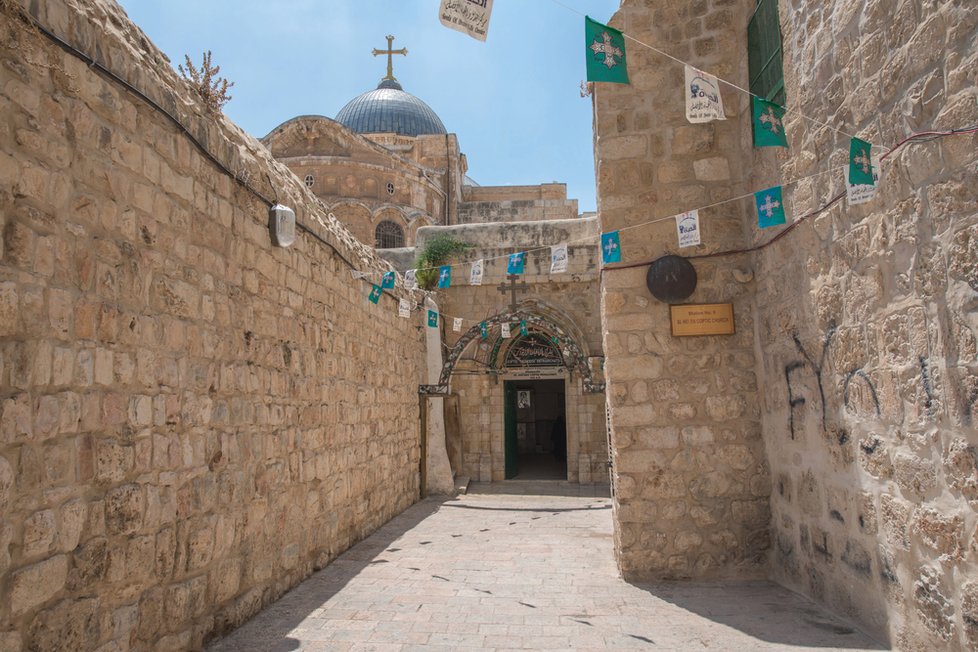 Jeruzalémská Via Dolorosa, kudy dle tradice Ježíš Kristus nesl svůj kříž při cestě k ukřižování.