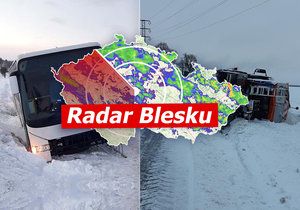 Sníh a vichr řádí v Česku. Desítky nehod, zavřené silnice, sledujte radar Blesku.