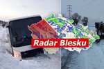 Sníh a vichr řádí v Česku. Desítky nehod, zavřené silnice, sledujte radar Blesku.