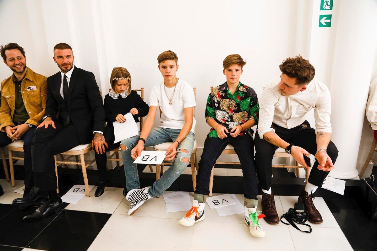 David Beckham s dětmi na módní přehlídce 