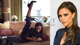 Victoria Beckham si při práci zacvičila jógu.