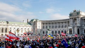 Ve Vídni demonstrují odpůrci protiepidemických opatření (20. 11. 2021)