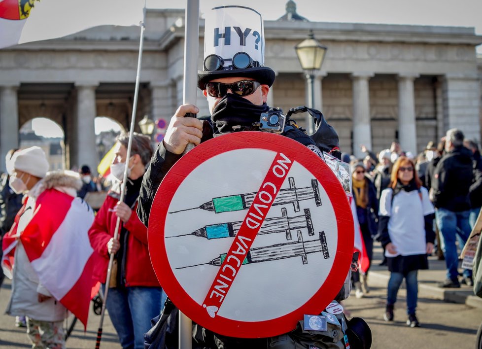 Ve Vídni demonstrují odpůrci protiepidemických opatření (20. 11. 2021)