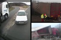 VIDEO: Řidička vjela pod kamion, zázrakem přežila