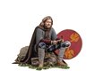 Moderní muž oblečený jako vikinský válečník