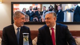 Maďarský premiér Viktor Orbán po summitu V4 navštívil šéfa ANO Andreje Babiše (27. 2. 2024).