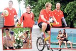 Zatímco fotbaloví reprezentanti z Plzně již nastoupili do přípravy, řada fotbalistů si užívá dovolených po náročné sezoně (na snímcích Slovák Hamšík a Nizozemec Van der Vaart)