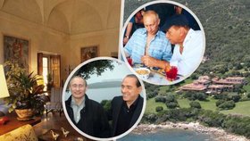 Berlusconi tam hostil Putina i Topolánka: Dědicové prodávají vilu na Sardinii a další domy