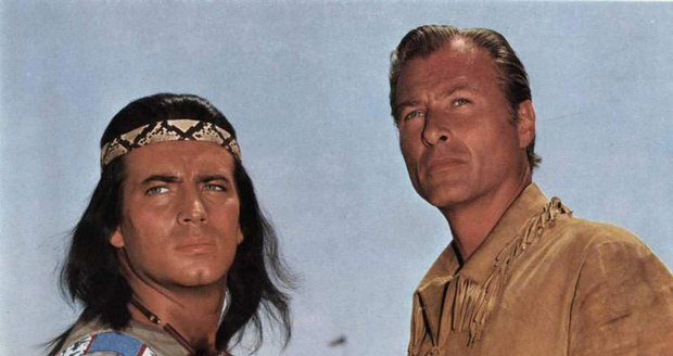 1963: Lex Barker jako Old Shatterhand a Pierre Brice jako Vinnetou.