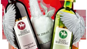 Logo letošního ročníku. Svatomartinské víno je pouze v lahvích s etiketou Svatomartinské víno s uzávěrem či špuntem.